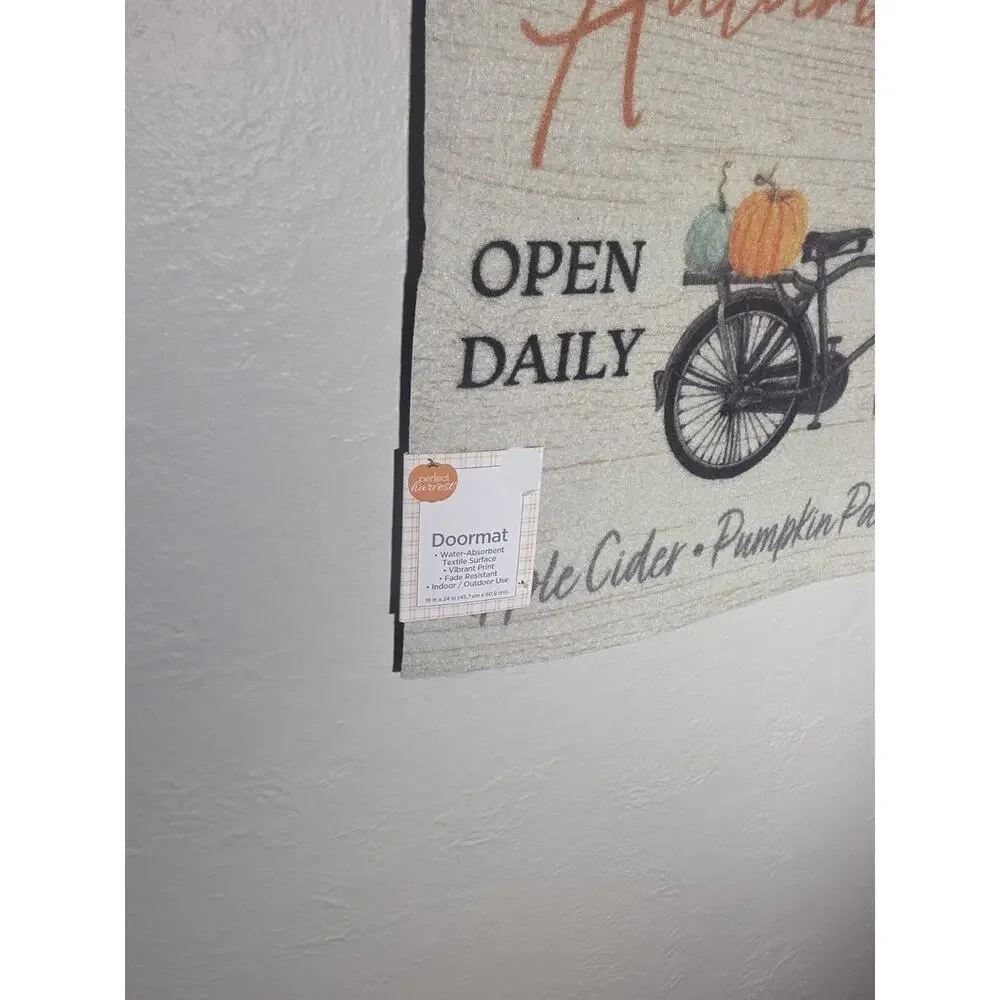 New Fall Autumn Market Door Mat~18” X 24”~Indoor Outdoor Bicycle Pumpkins